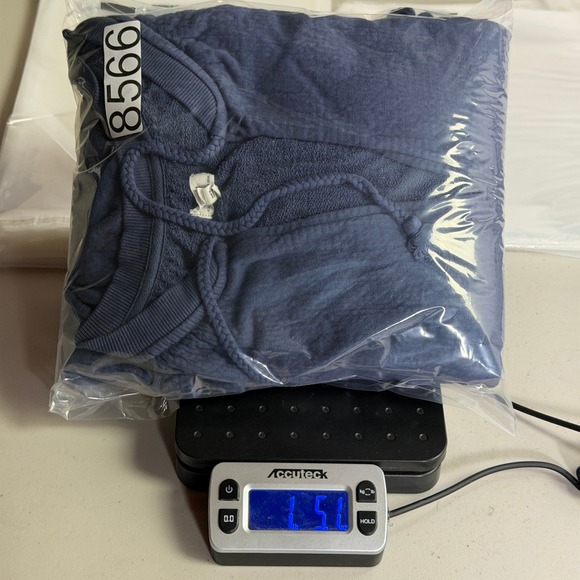 Aerie Textured Pullover Sweatshirt Women's XL Blue V Neck Pom Pom Tassel - Picture 13 of 13